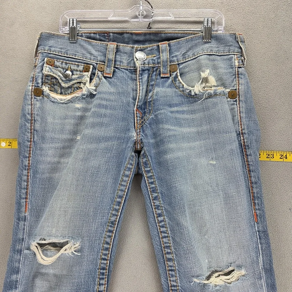 VTG True Religion Jeans Mens Joy Big T Bootcut Flare USA Altered Hem Fits 32x28